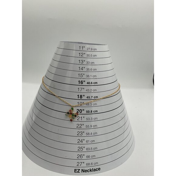 Gold Tone Initial M Pendant Necklace With Colorful Stones & Lobster Clasp - Picture 5 of 5